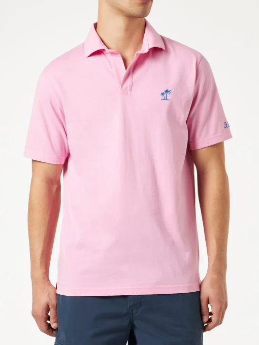 Polo da uomo in jersey di cotone rosa