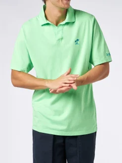 Polo da uomo in jersey di cotone verde