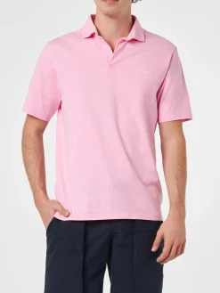 Polo da uomo in jersey di cotone rosa Brighton