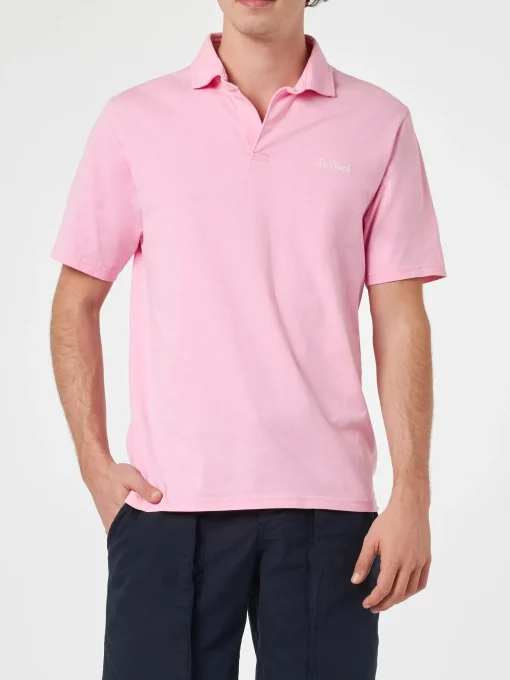 Polo da uomo in jersey di cotone rosa Brighton