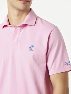 Polo da uomo in jersey di cotone rosa