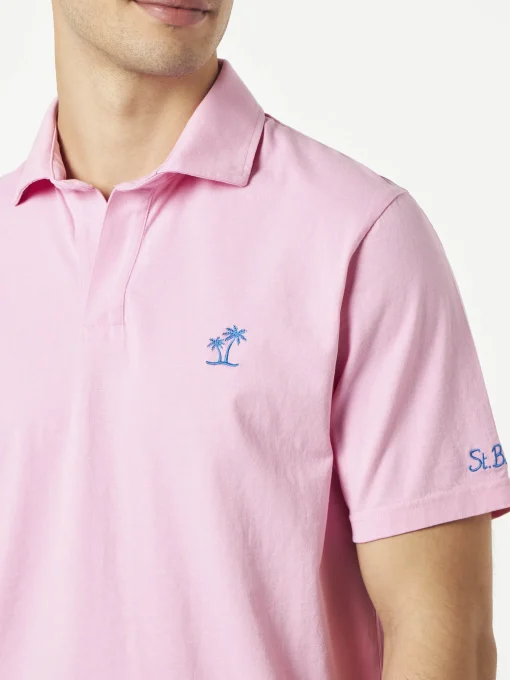 Polo da uomo in jersey di cotone rosa