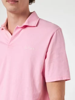 Polo da uomo in jersey di cotone rosa Brighton