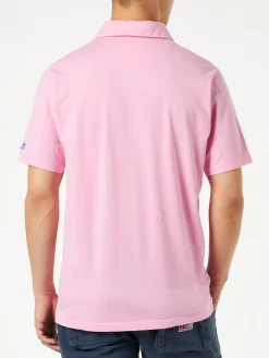 Polo da uomo in jersey di cotone rosa