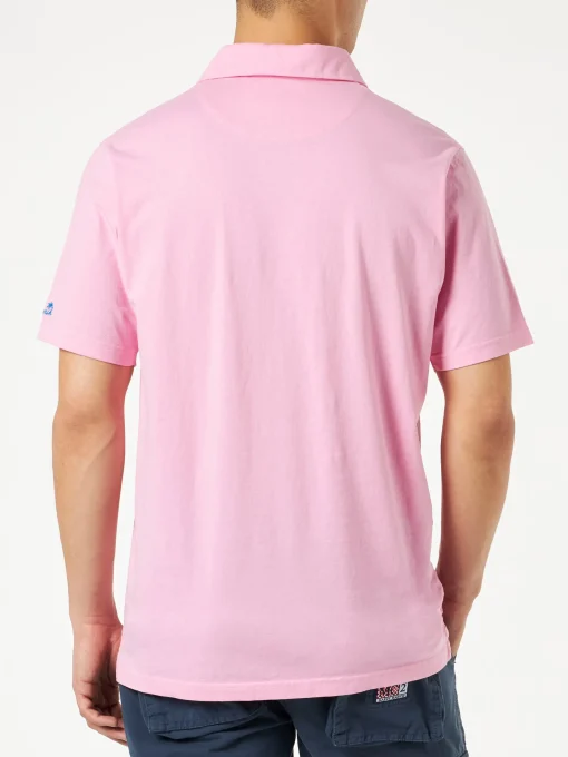 Polo da uomo in jersey di cotone rosa