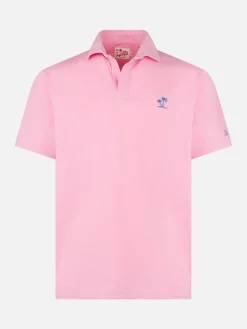 Polo da uomo in jersey di cotone rosa