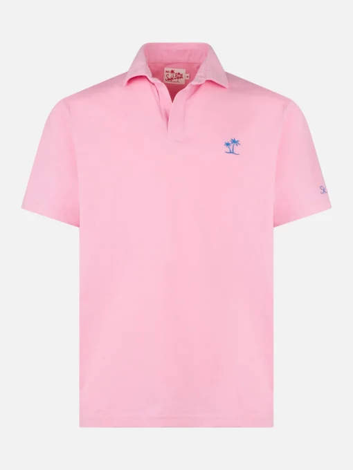 Polo da uomo in jersey di cotone rosa