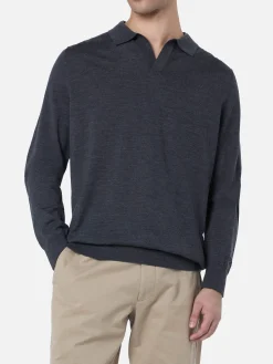 Polo da uomo in lana merino color antracite Covent