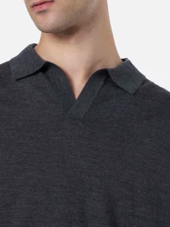 Polo da uomo in lana merino color antracite Covent