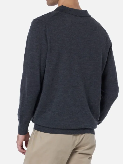 Polo da uomo in lana merino color antracite Covent