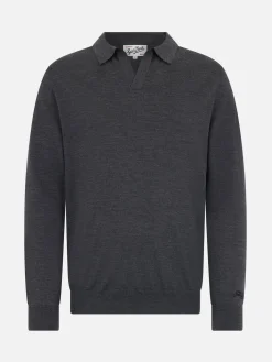 Polo da uomo in lana merino color antracite Covent