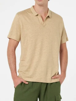 Polo da uomo in lino beige Fraser