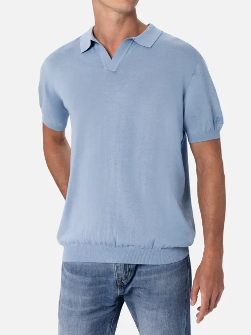 Polo da uomo in maglia azzurra Sloan