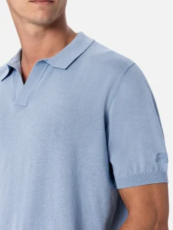 Polo da uomo in maglia azzurra Sloan