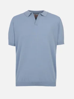Polo da uomo in maglia azzurra Sloan