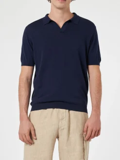 Polo da uomo in maglia blu navy Sloan