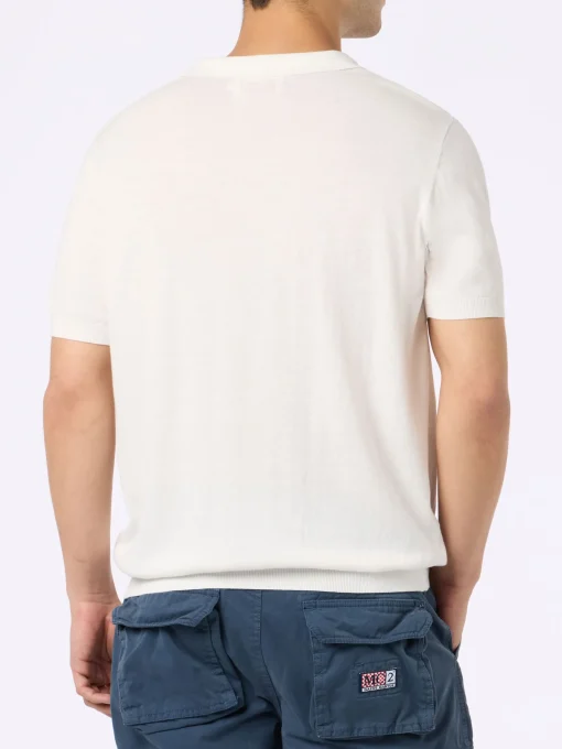 Polo da uomo in maglia Sloan color panna