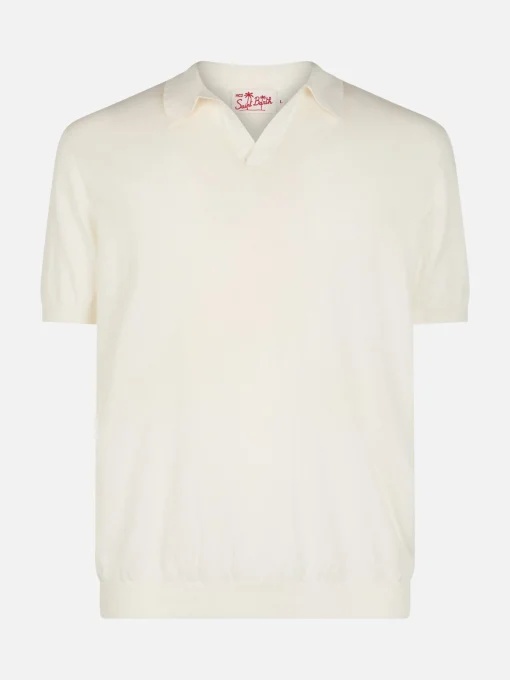 Polo da uomo in maglia Sloan color panna