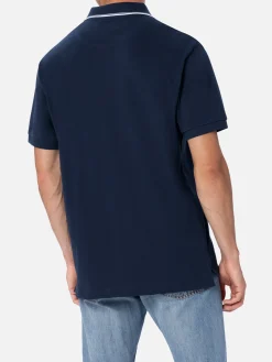Polo da uomo in piquet di cotone blu Beverly Hills