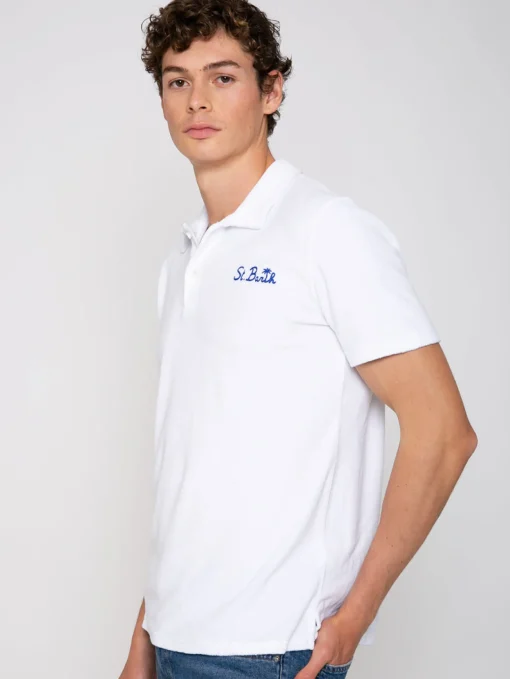 Polo da uomo in spugna bianca