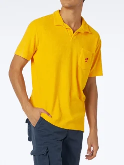 Polo da uomo in spugna gialla