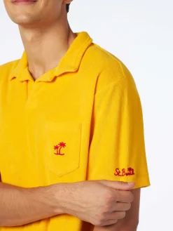 Polo da uomo in spugna gialla