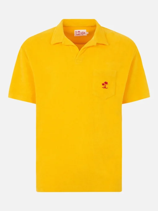 Polo da uomo in spugna gialla