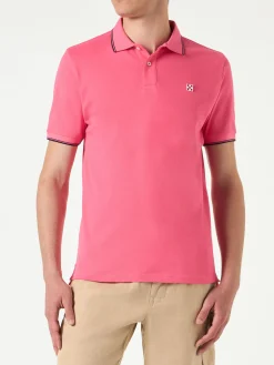 Polo da uomo piquet rosa fluo