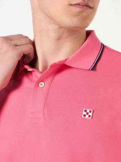 Polo da uomo piquet rosa fluo