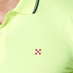 Polo in piquet giallo fluo con logo St. Barth check