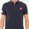 Polo piquet blu con logo St. Barth check