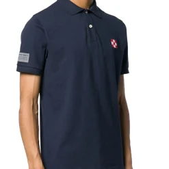 Polo piquet blu con logo St. Barth check