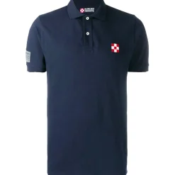 Polo piquet blu con logo St. Barth check