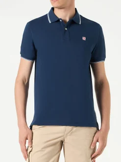 Polo piquet blu navy con logo St. Barth