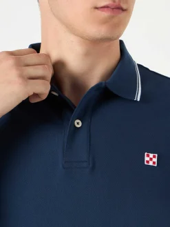 Polo piquet blu navy con logo St. Barth