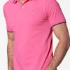 Polo piquet rosa fluo con logo St. Barth check