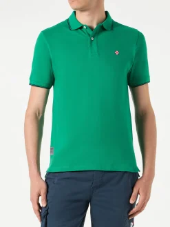 Polo verde con logo St. Barth check