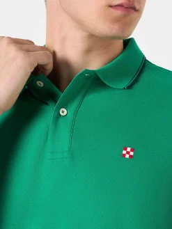 Polo verde con logo St. Barth check