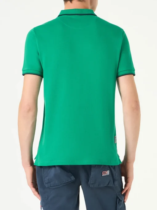 Polo verde con logo St. Barth check