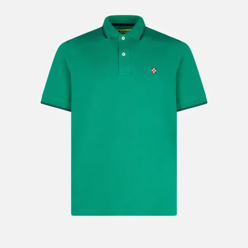 Polo verde con logo St. Barth check