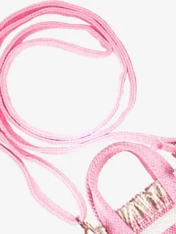 Portachiavi in ​​tela di cotone rigata rosa