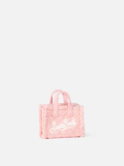 Portachiavi in tessuto tweed rosa con ricamo logo