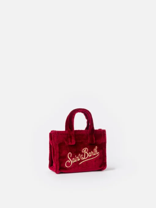 Portachiavi in velluto bordeaux con ricamo logo