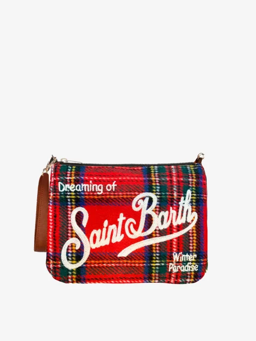 Pouch a tracolla in tartan rosso parisienne