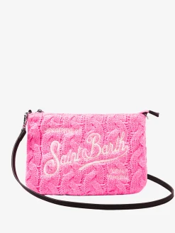 Pouch a tracolla Parisienne con motivo intrecciato rosa