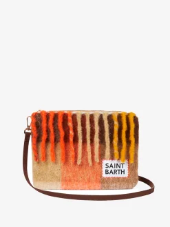Pouch a tracolla plaid Parisienne a quadri arancioni e marroni