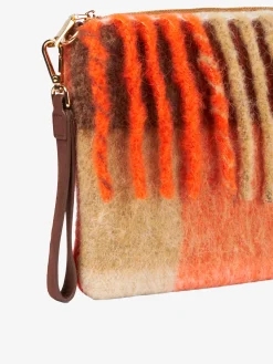Pouch a tracolla plaid Parisienne a quadri arancioni e marroni