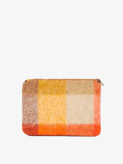 Pouch a tracolla plaid Parisienne a quadri arancioni e marroni