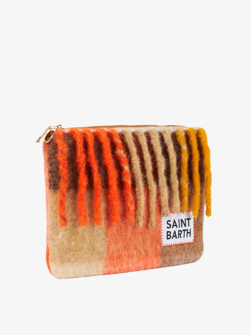 Pouch a tracolla plaid Parisienne a quadri arancioni e marroni