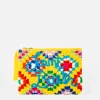 Pouch Parisienne all'uncinetto gialla con ricamo Saint Barth